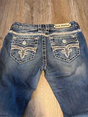 Rock Revival Blue Denim Hana Skinny Jeans with Embroidered Back Pockets